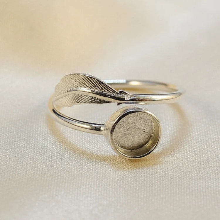 Feather Sterling Silver Adjustable Memorial Ring