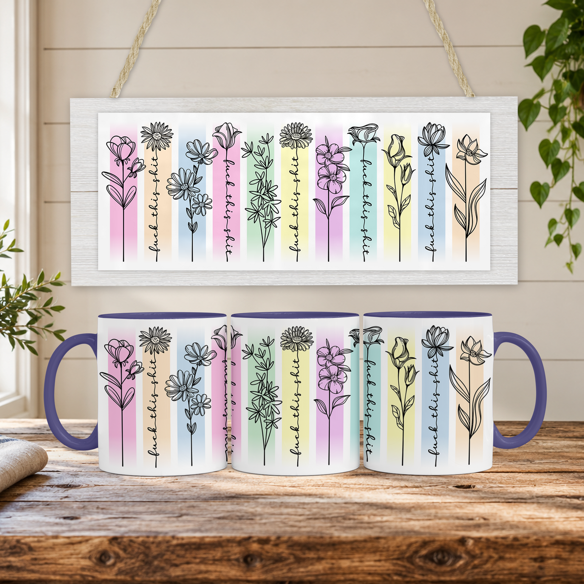 Fuck This Shit Floral Mug – Funny Pastel 11oz Ceramic Mug