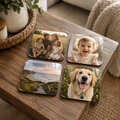 Photo Upload Wooden Square Coasters - Set of 4