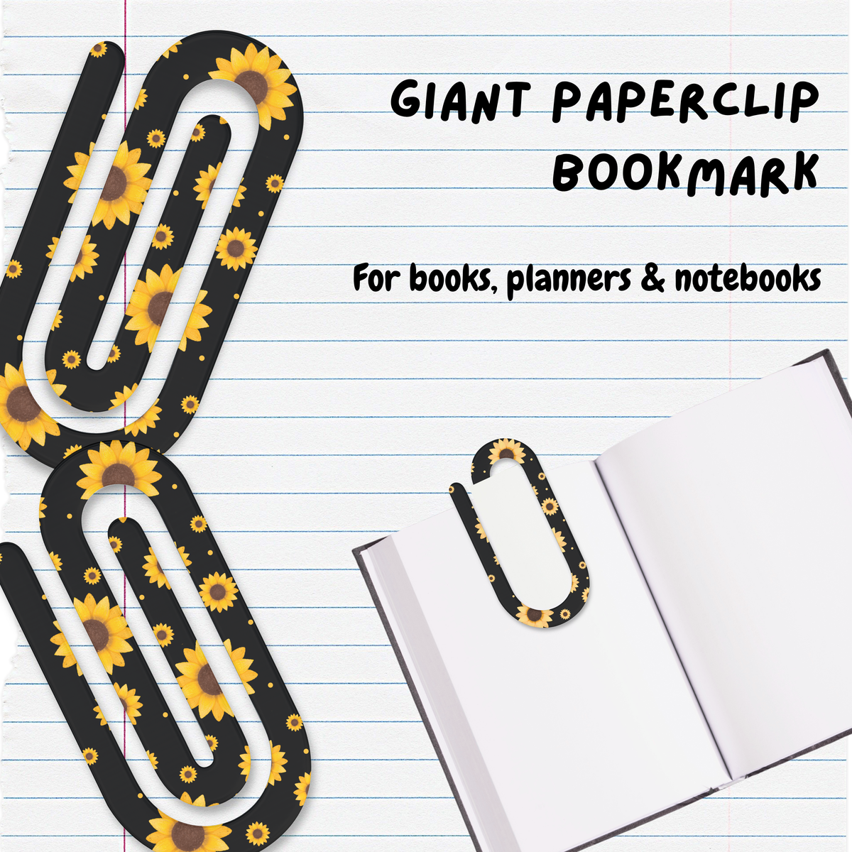 Giant Paperclip Bookmark - Sunflowers