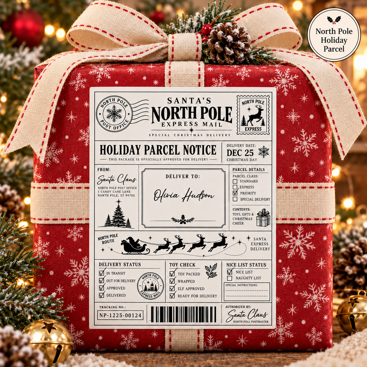 Personalised Christmas Gift Labels – Santa Mail & North Pole Delivery Stickers