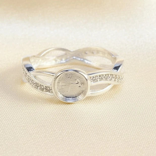Entwined CZ Sterling Silver Memorial Ring