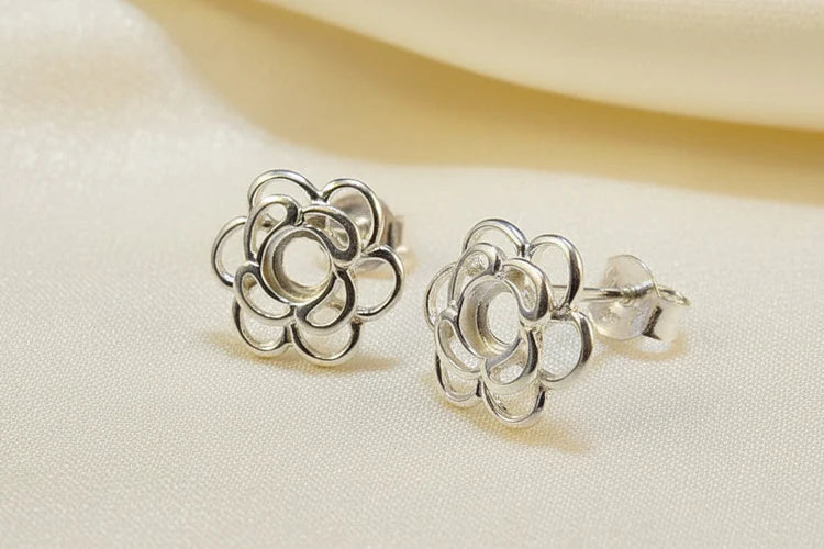 Silver Flower Style Studs - 0922S