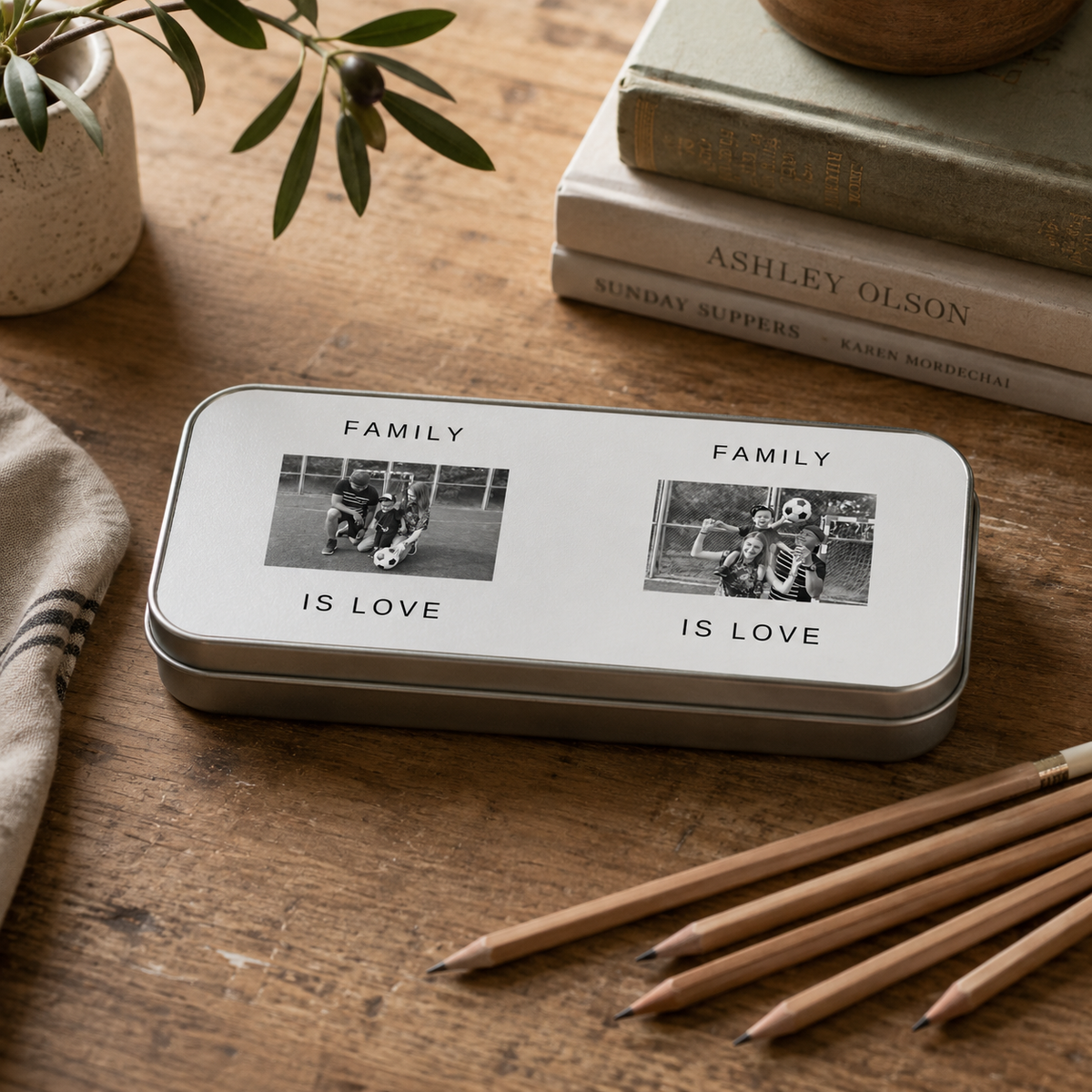 Personalised Metal Pencil Tin Family 2 Photo Upload