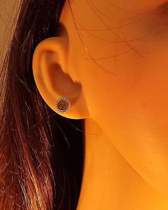 Silver Stud With Bead Edge - 0526S