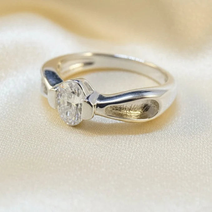 Solitaire CZ Sterling Silver Memorial Ring