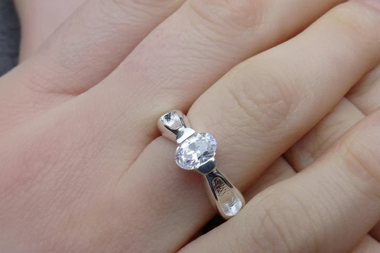 Solitaire CZ Sterling Silver Memorial Ring