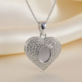 CZ Halo Heart Sterling Silver Memorial Pendant