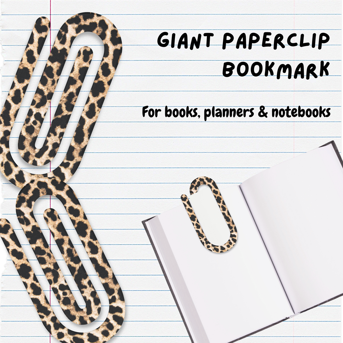 Giant Paperclip Bookmark - Leopard Print