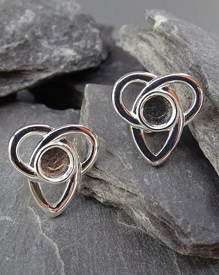 Solid Silver Celtic Style Stud Earrings - 2005S