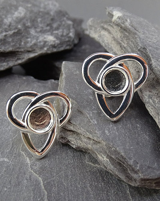Solid Silver Celtic Style Stud Earrings - 2005S