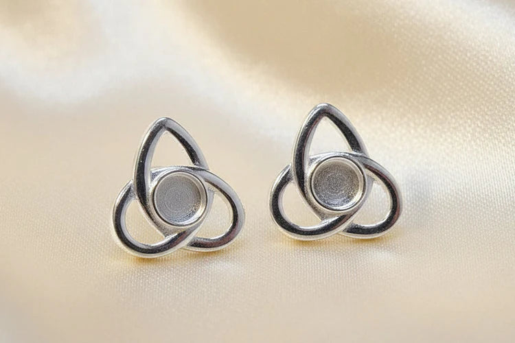 Solid Silver Celtic Style Stud Earrings - 2005S