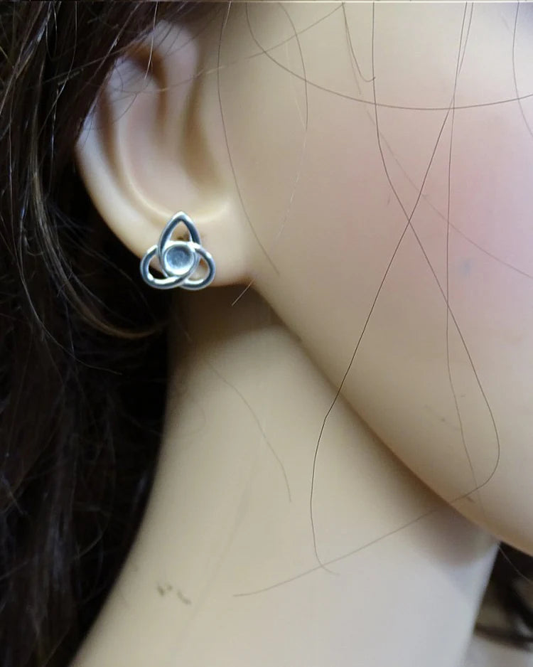 Solid Silver Celtic Style Stud Earrings - 2005S