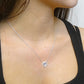 Solid Silver Double Heart Necklace With CZ - 2006S