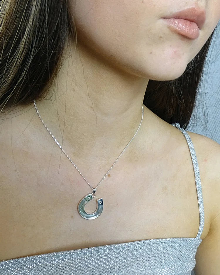 Horseshoe Sterling Silver Memorial Pendant