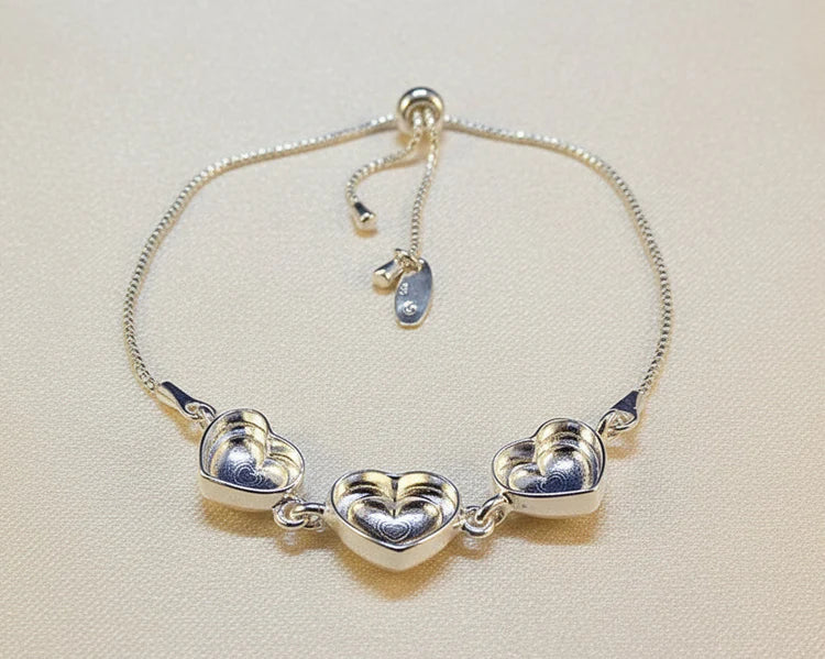 Three Stone Heart Bracelet - 1083S