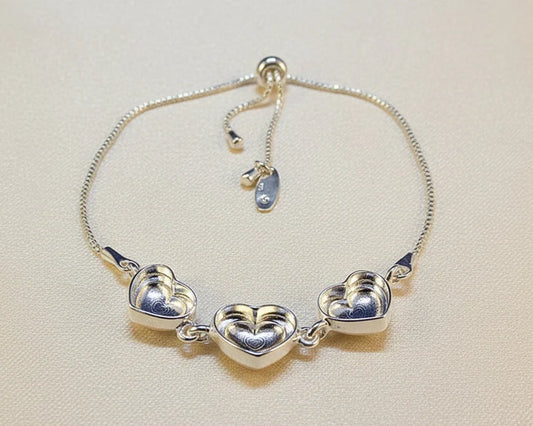 Three Stone Heart Bracelet - 1083S