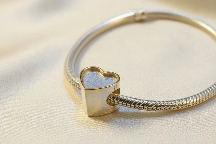 Silver Heart Charm Setting For Bangle - 2002S