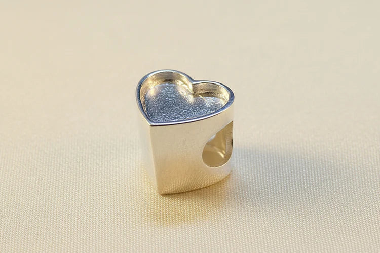 Silver Heart Charm Setting For Bangle - 2002S