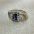 Blue CZ Sterling Silver Memorial Ring