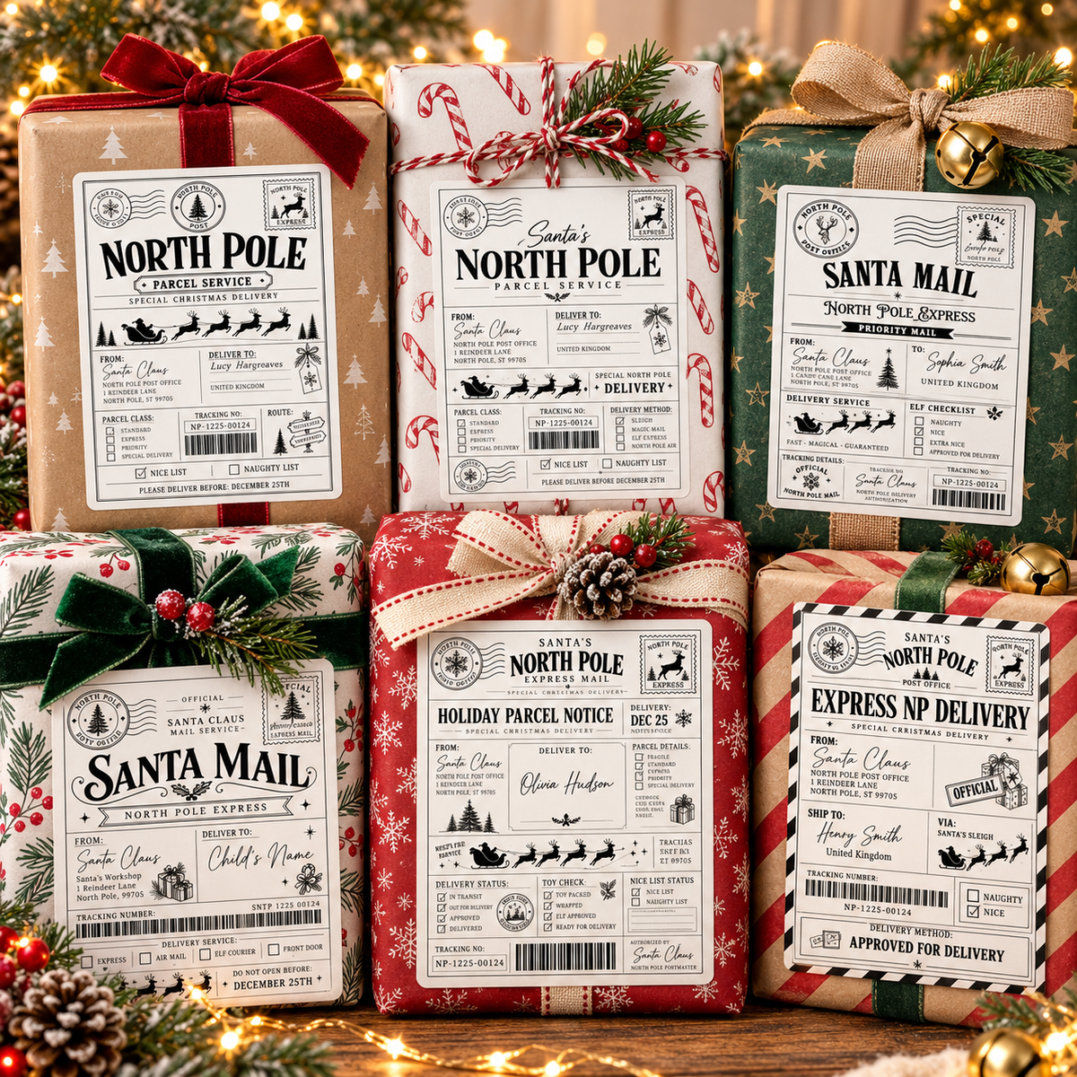 Personalised Christmas Gift Labels – Santa Mail & North Pole Delivery Stickers