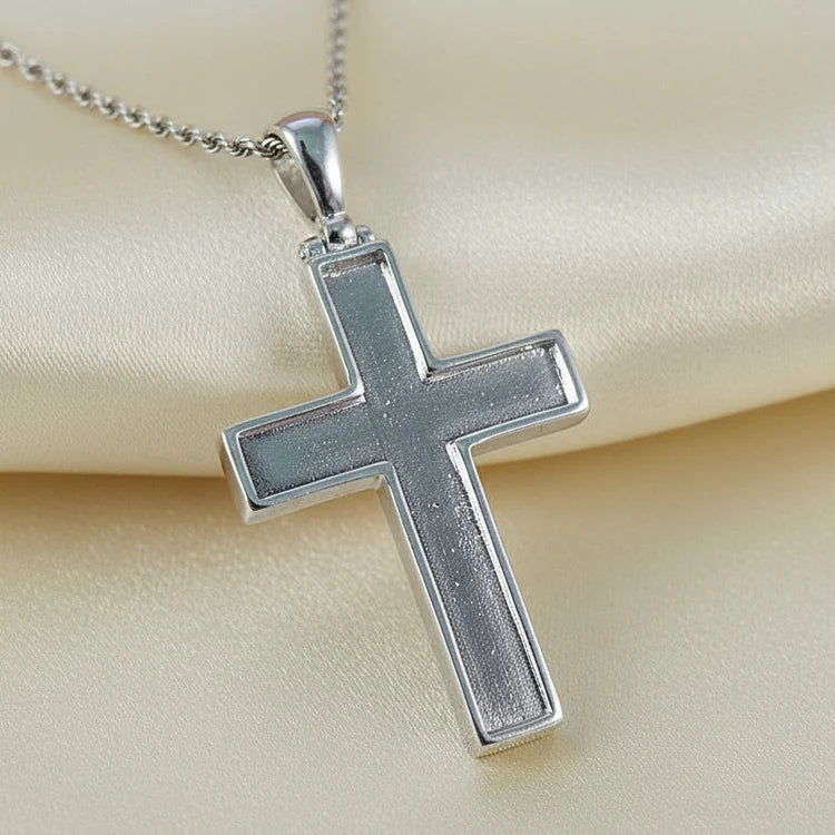 Open Cross Sterling Silver Memorial Pendant