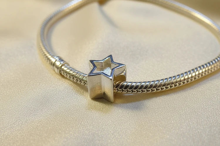 Silver Star Bangle Charm for bracelet - 0873S