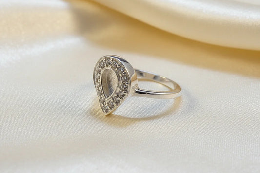 Solid Silver Tear Drop Ring  - 1018J