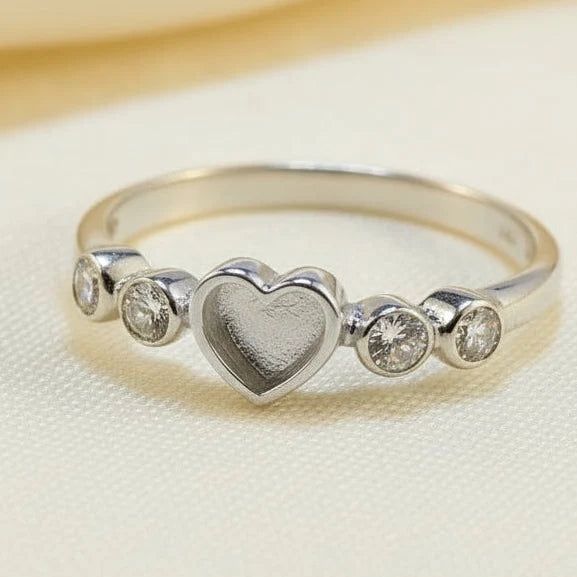 Heart CZ Sterling Silver Memorial Ring