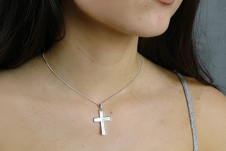 Open Cross Sterling Silver Memorial Pendant