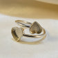 Double Heart Adjustable Silver Ring - 1066S