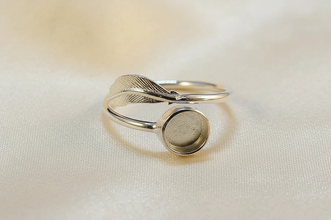 Adjustable Solid Silver Feather Ring  - 1028S