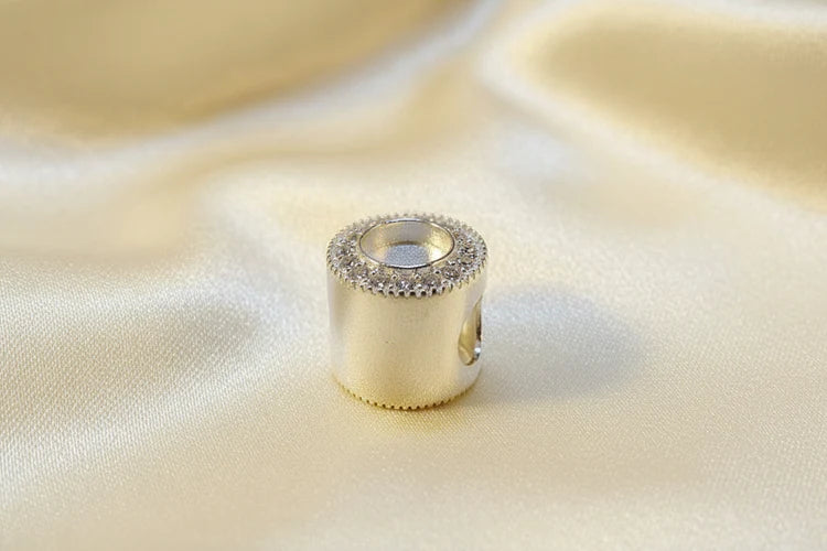 Silver Bracelet Charm with CZ Surround - 1047S