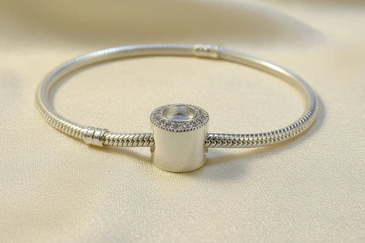 Silver Bracelet Charm with CZ Surround - 1047S