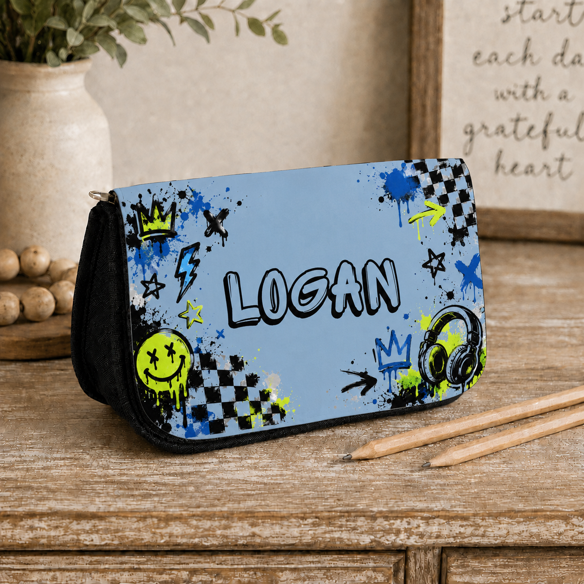 Personalised Canvas Pencil Case Graffiti