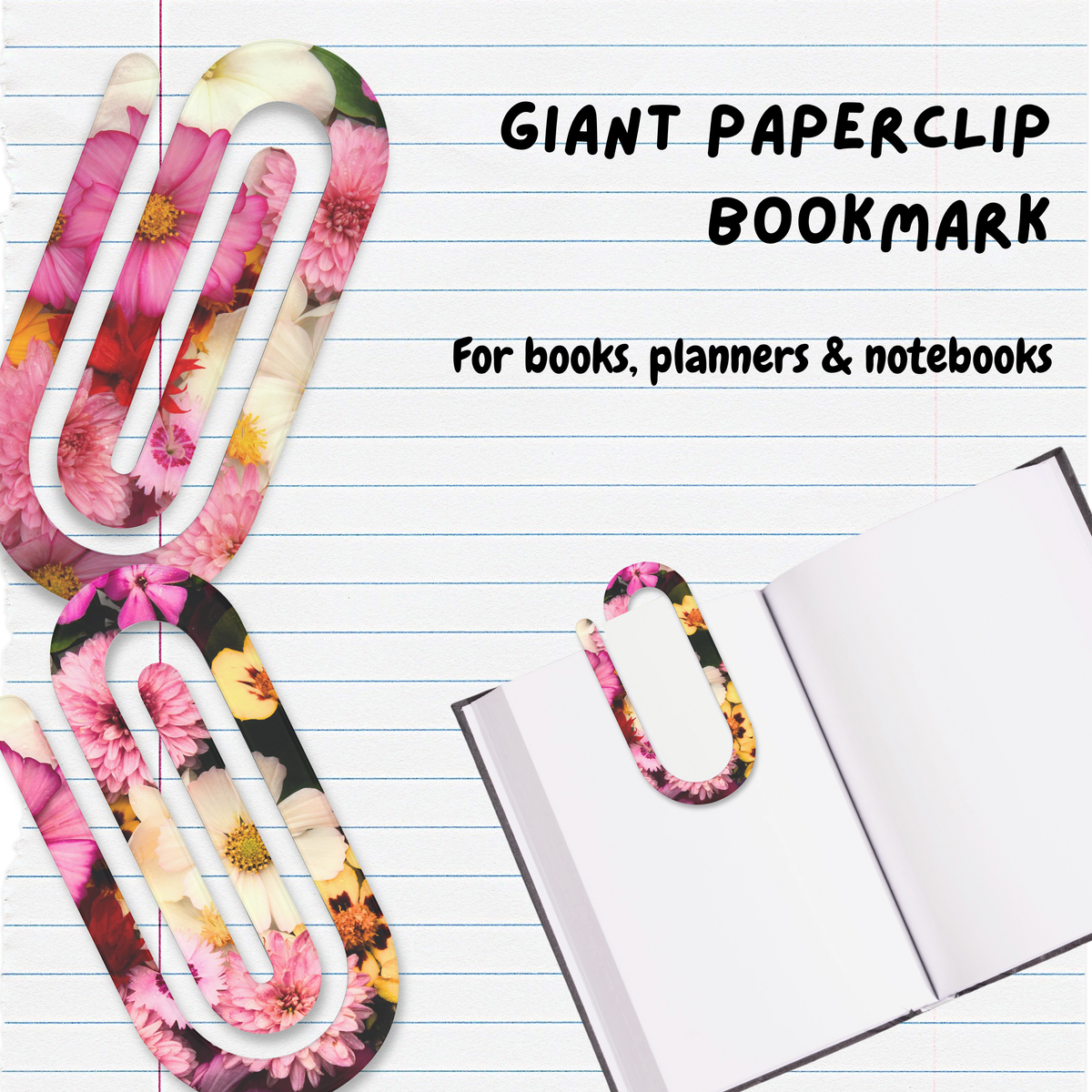 Giant Paperclip Bookmark - Pink Floral