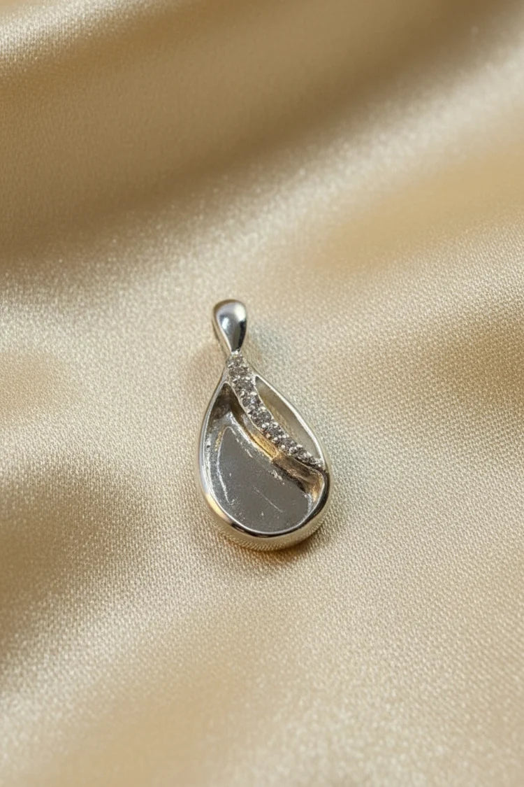 CZ Teardrop Sterling Silver Memorial Pendant