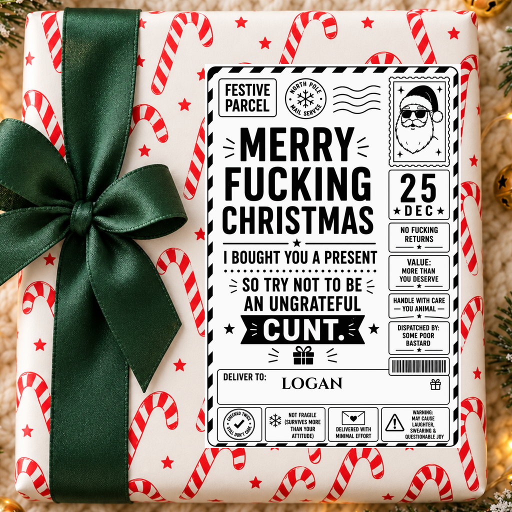 Personalised Rude, Sweary Christmas Gift Labels