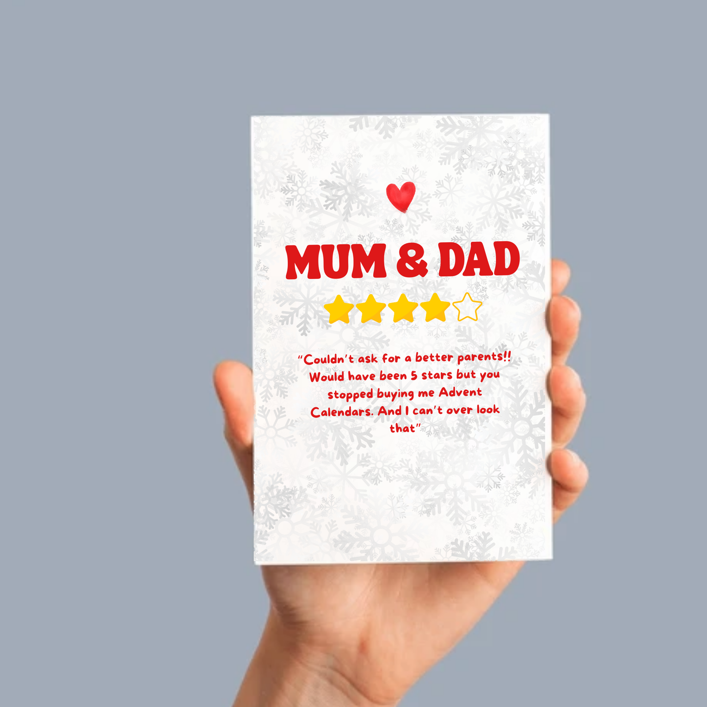 Mum & Dad 4 Star Rating Funny Christmas Card