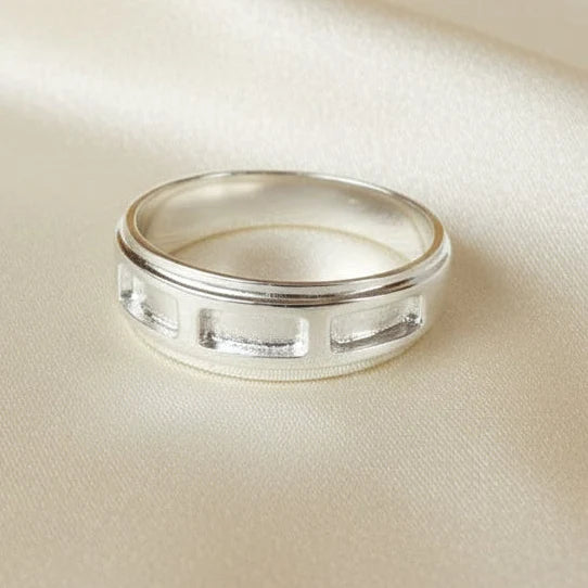 Four Section Sterling Silver Memorial Ring