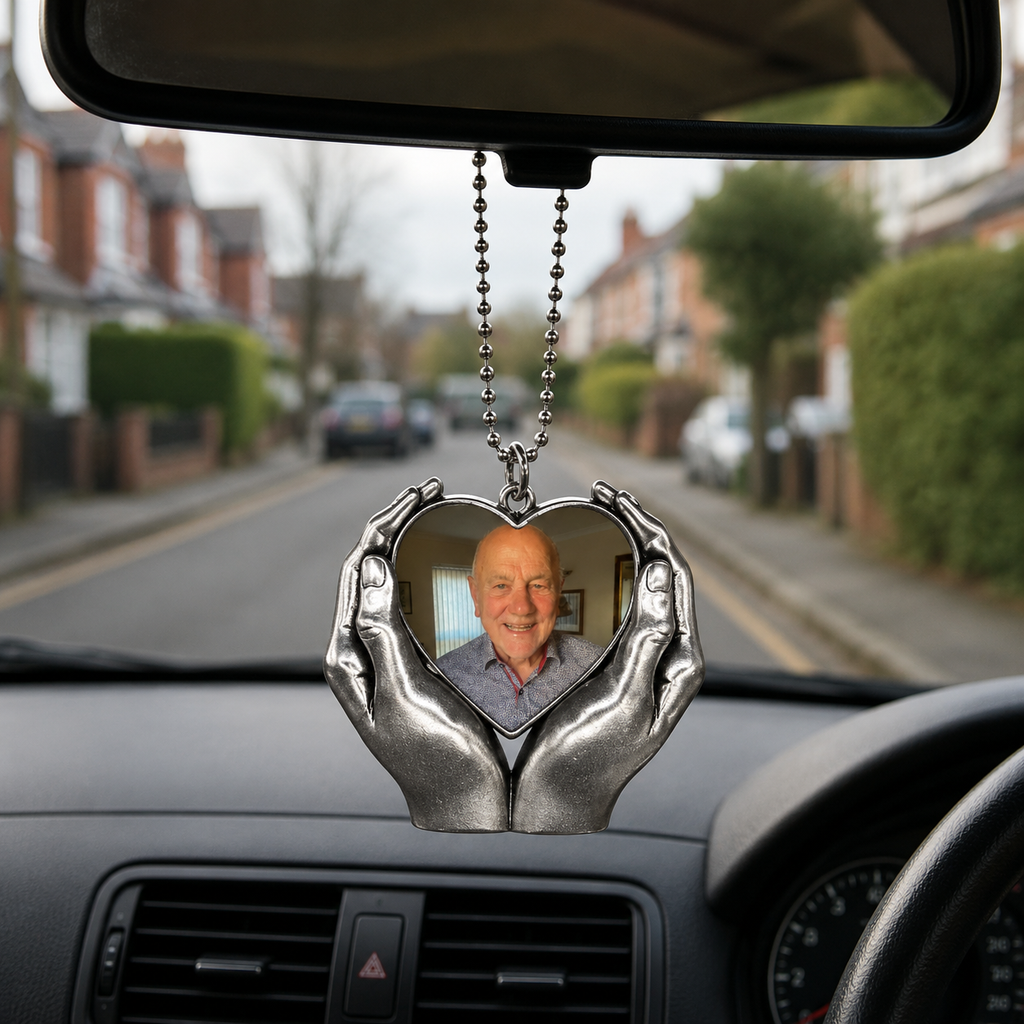 Photo Upload Heart in Hands Memorial Charm