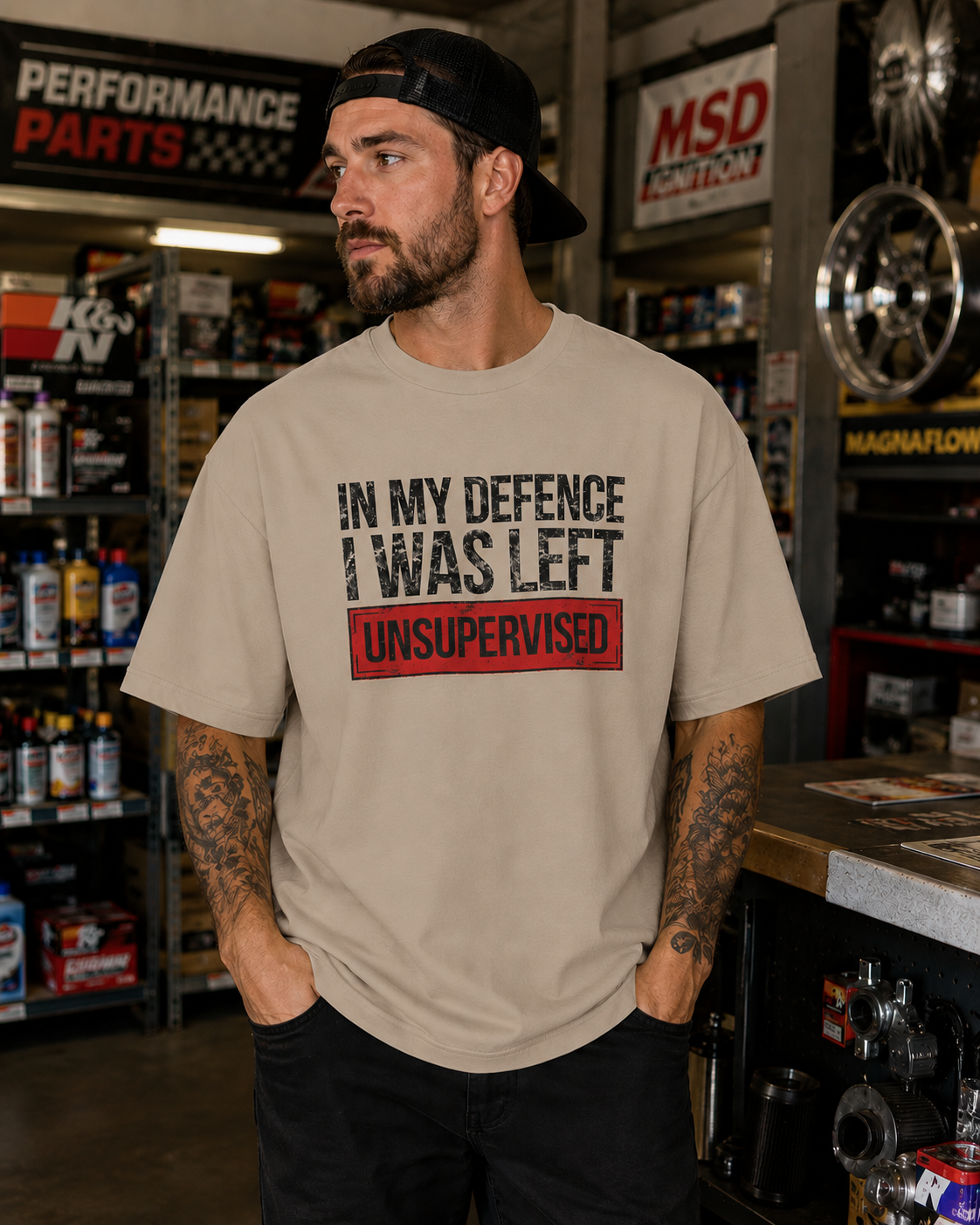 In my defence I was left unsupervised - Oversized T-Shirt