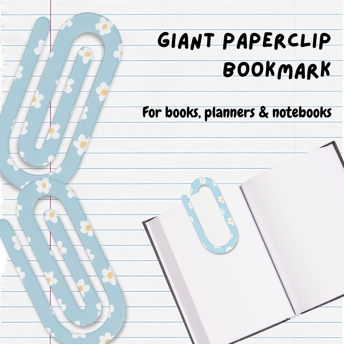 Giant Paperclip Bookmark - Daisies