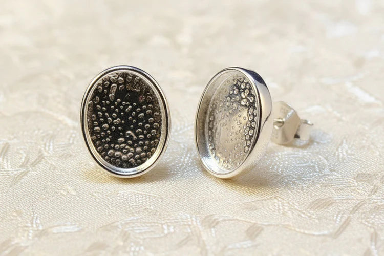 Silver 8x6 Cup Ear Stud - 0797