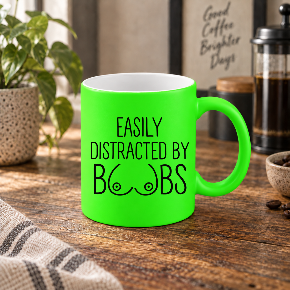 Easily Distracted By Boobs - Neon Mug