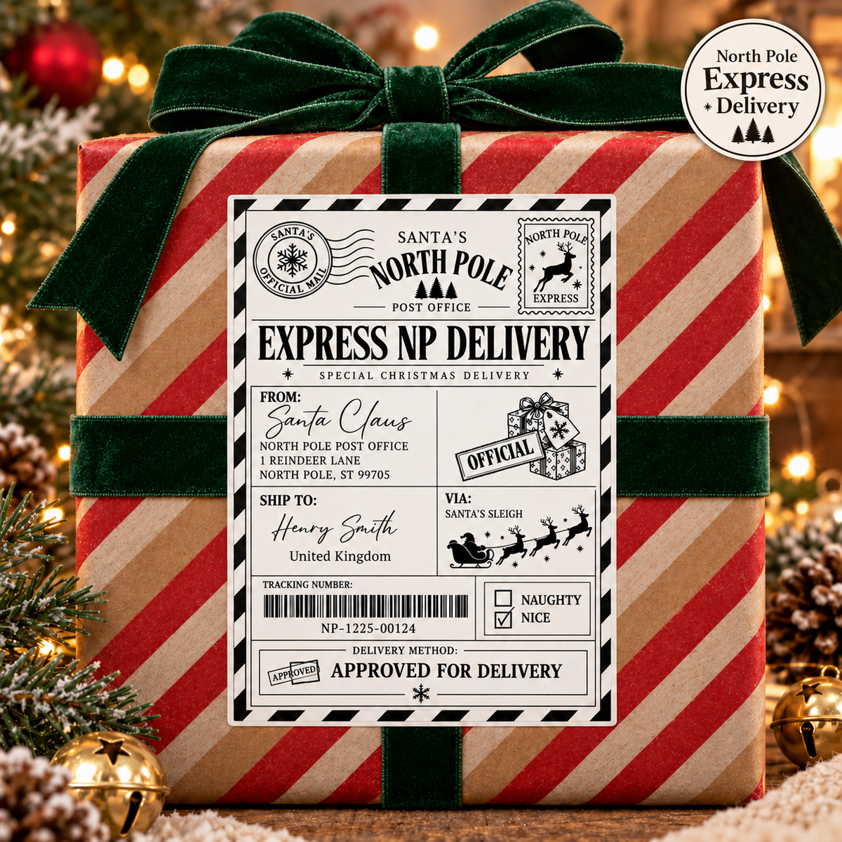 Personalised Christmas Gift Labels – Santa Mail & North Pole Delivery Stickers