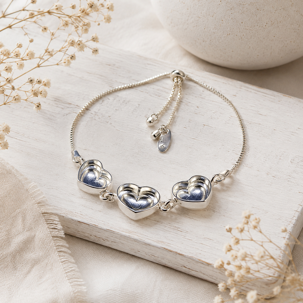 Three Stone Heart Bracelet