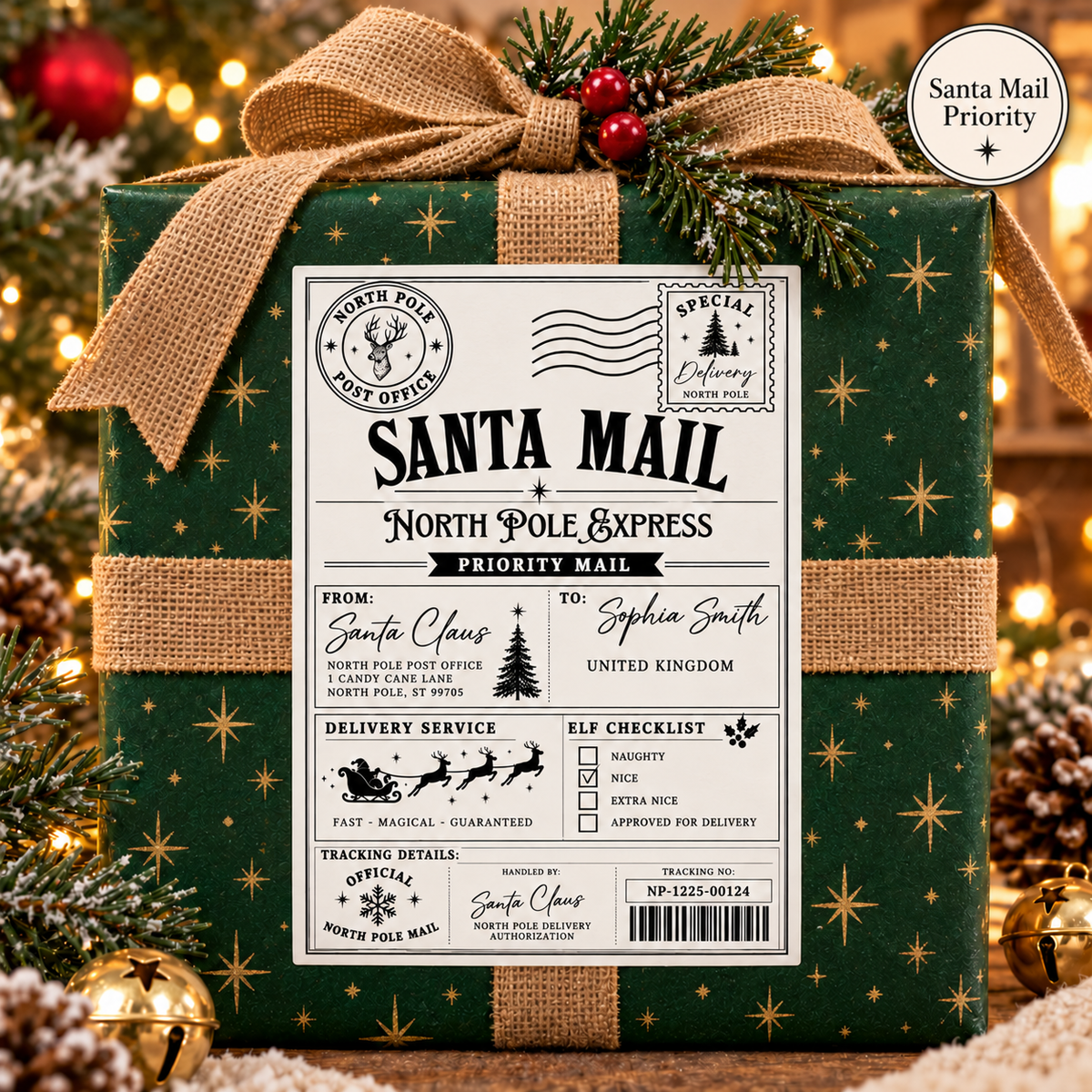 Personalised Christmas Gift Labels – Santa Mail & North Pole Delivery Stickers