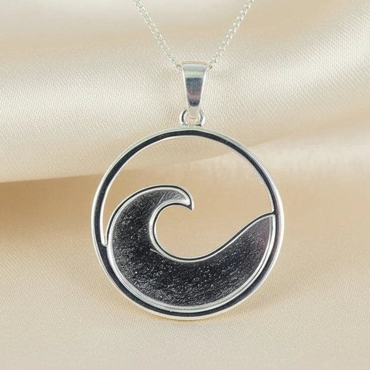 Ocean Wave Sterling Silver Memorial Pendant