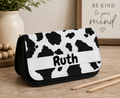 Personalised Canvas Pencil Case Cow Print